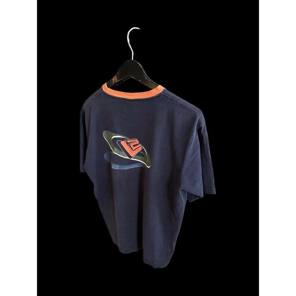 Vintage Y2K Levi Strauss L2 Ringer V Neck T Shirt Large 90's Navy Orange